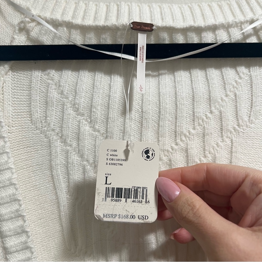 NEW NWT Free People Emmaline Mini Dress Cutout Sweater Dress In White - Picture 9 of 11